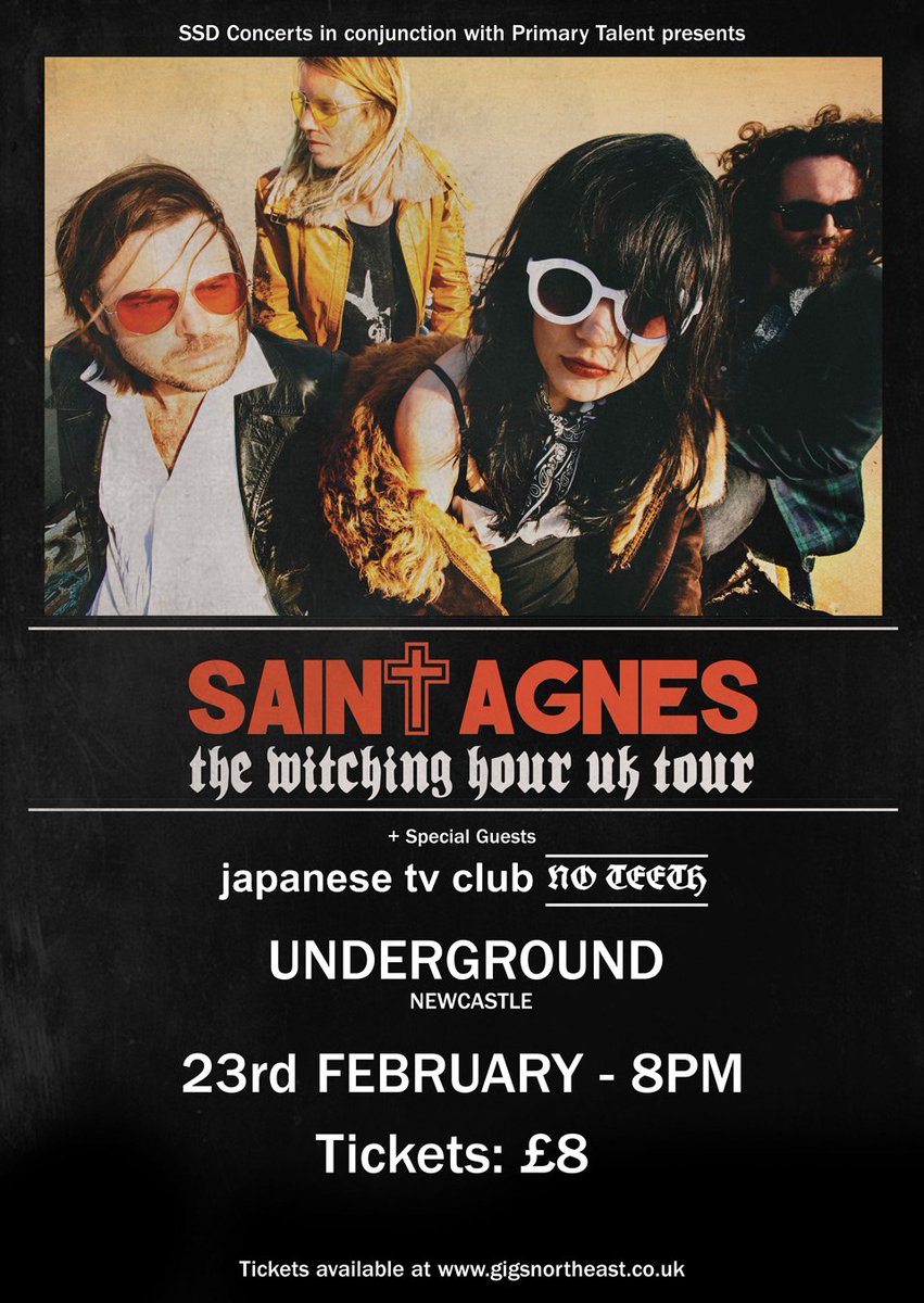 {one week till}

London psych rockers @WeareSaintAgnes hit the Underground with support from @japanesetvclub and @WEHAVENOTEETH!

TICKETS: bit.ly/SaintAgnesTT