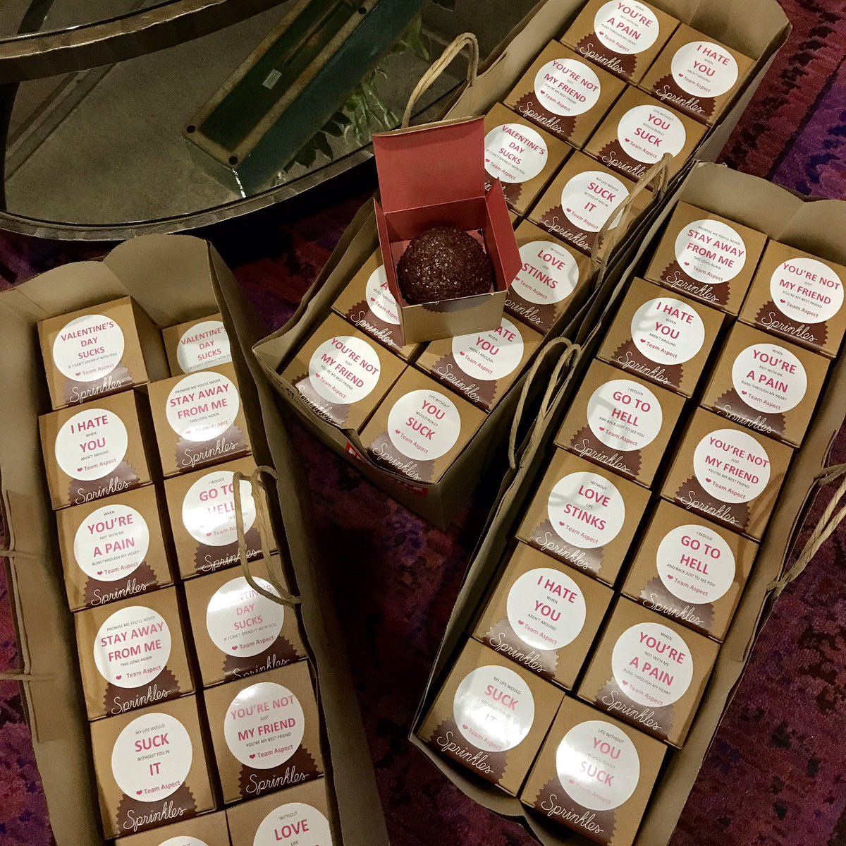 GoTeamAspect's tweet photo. This year's office Valentines really take the cake. @sprinkles #ValentinesDay #LifeAtAspect https://t.co/Sstk2bt4sV