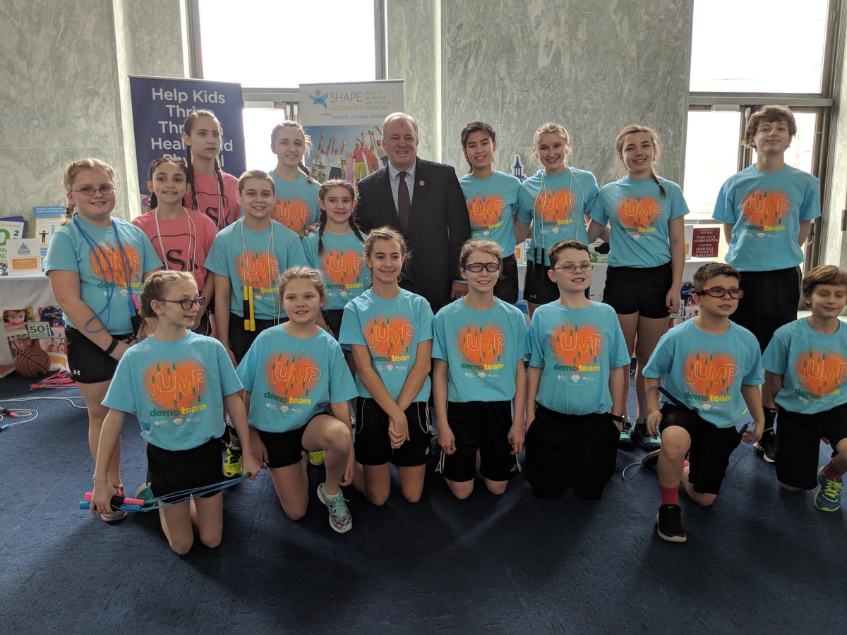 SHAPEAmerica's tweet photo. HT High Flyers and Hop Skip Jump #JRFH demo teams rocked it today! #SHAPEAmerica #SpeakOutDay #MoreTitleIV @jlobianc @USRepMikeDoyle Thank you again for all your support for #HPE! https://t.co/8I4cwUoKZL