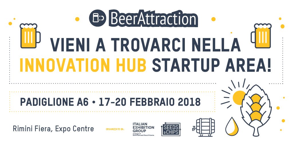 17-20 Febbraio Beer Next: Innovation Hub
Venite a trovarci e a scoprire le nostre startup innovative @BeerAttraction 
bit.ly/2EnznSA
#BeerAttraction #HackBeer #Hackathon #HackBeerAttraction