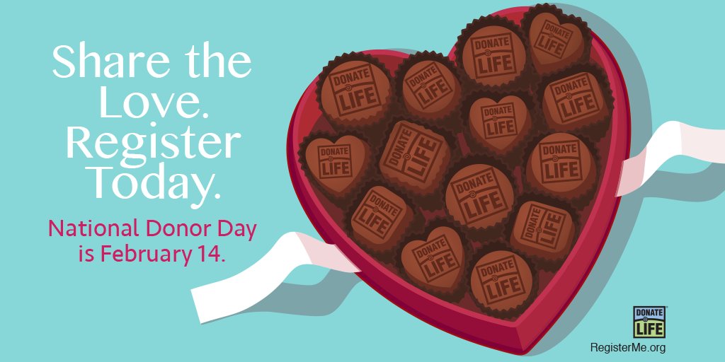 DonateLife's tweet image. Today is #NationalDonorDay! Share the love. Thank you to all registered donors, donor families and living donors. You make LIFE possible. ❤️ #DonateLife RegisterMe.org