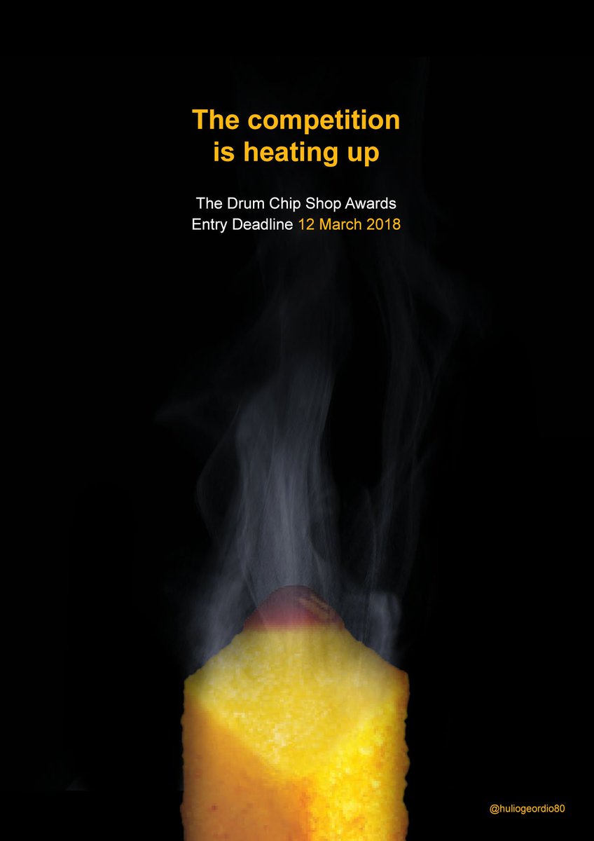 huliogeordio80's tweet photo. Can your work stand the heat? @OneMinuteBriefs @ChipShopAwards #ChipShopAwards @huliogeordio80 https://t.co/J2Oj36H0mt