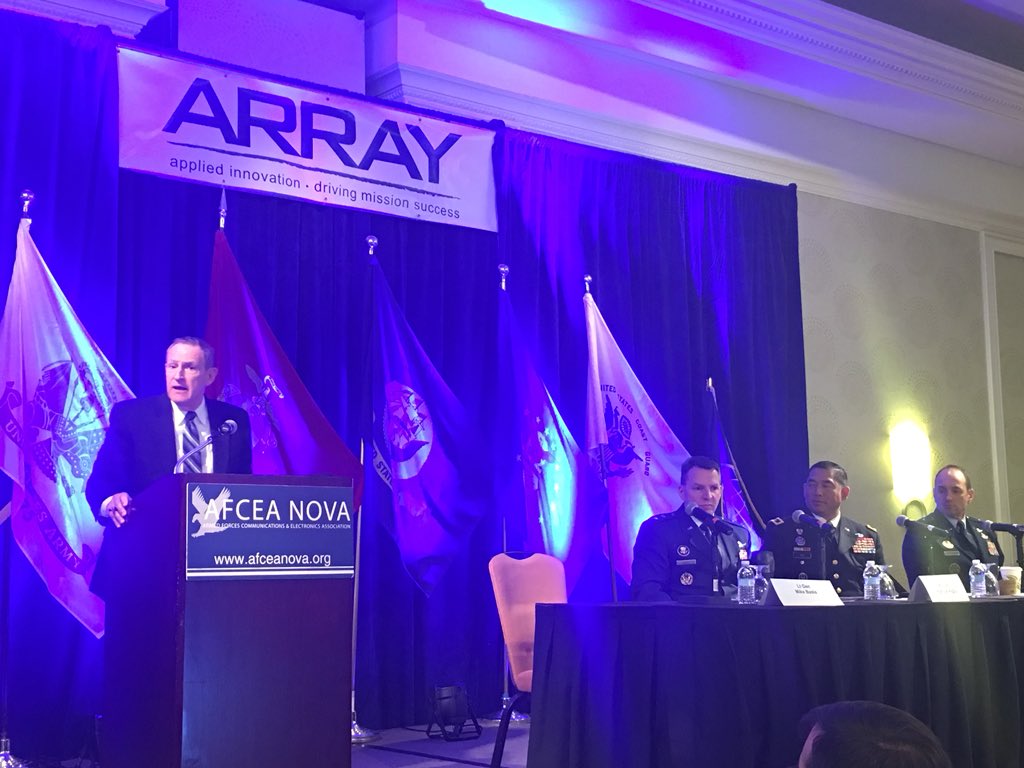 MA_LLC's tweet photo. Great C4 Cyber Panel with Maj Gen Pat Higby, SAF/CIO; MGEN Garrett Yee, USARMY CIO; Maj Gen (S) Kevin Kennedy, OSD CIO, and Lt Gen (Ret) Mike Basla, former SAF/CIO. It doesn’t get better than this!!! #AirSpaceCyber2018 @AFCEANOVA @AirForceAssoc https://t.co/VE8znCSTtH