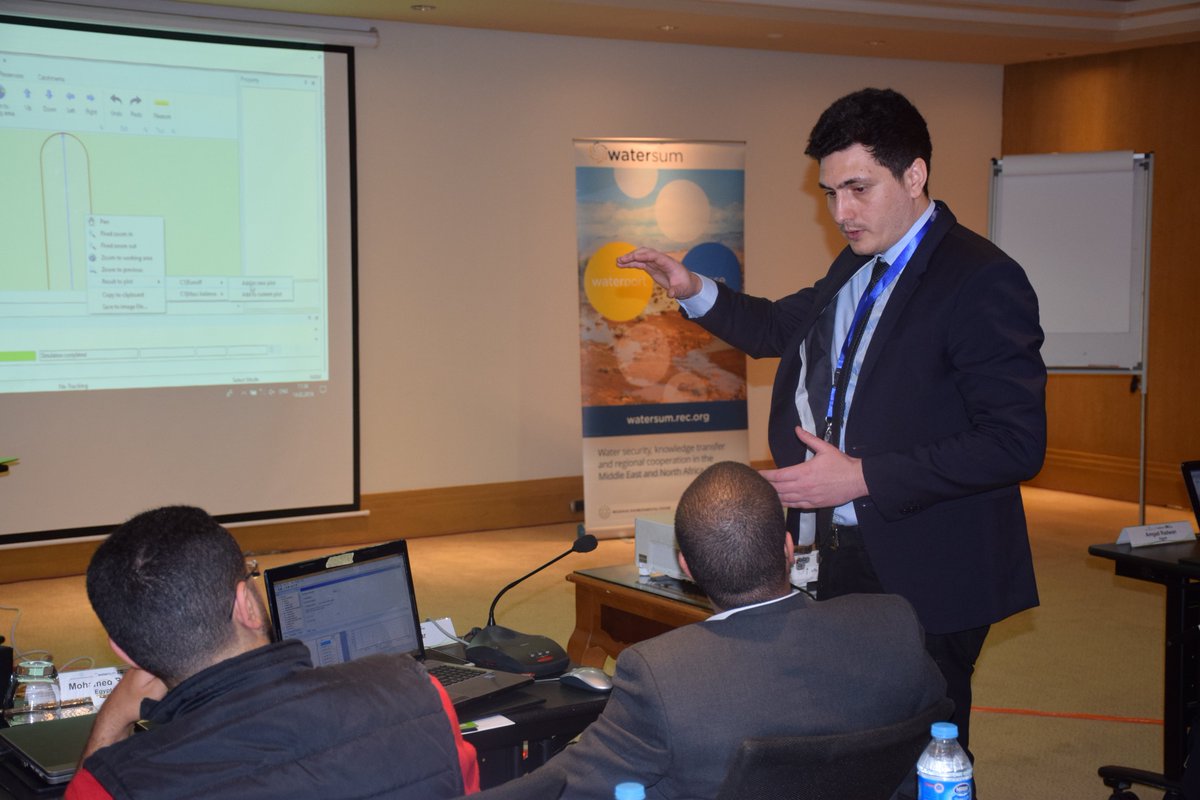 WATERSUMproject's tweet image. Training on MIKE HYDRO BASIN software-Integrated Water Resource Modelling. Day1 in #Cairo, #Egypt. Participants learn the Software basics &amp;amp; carry out Water use, Reservoirs &amp;amp; Hydropower exercises in groups.
 #MENA @WATERSUMproject @RECstream