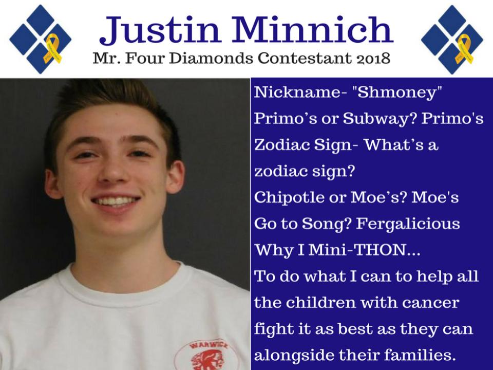 WarwickMiniTHON's tweet photo. Ladies and Gentlemen, we give you @minnich_justin Candidate for Mr. Four Diamonds! Be sure to get to the Talent Show NEXT SATURDAY! https://t.co/g93FdL9s3h