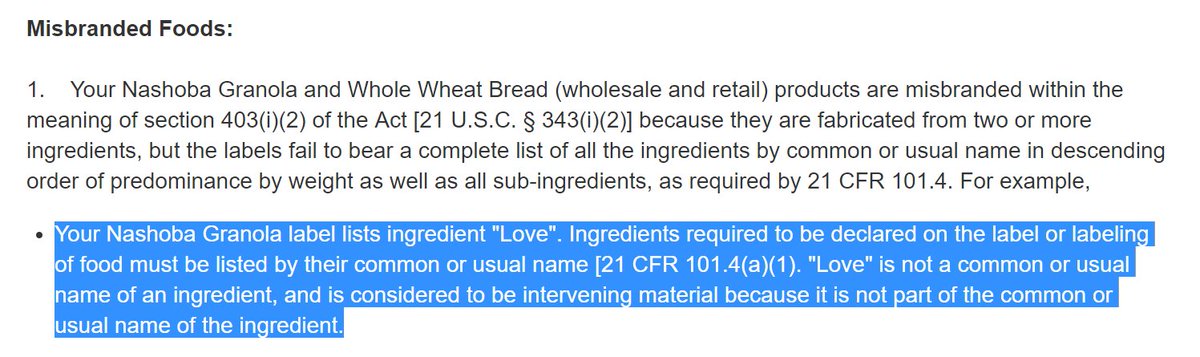 AlecGaffney's tweet image. Well, it's #healthpolicyvalentines day, which means it's time to repost THE GREATEST FDA WARNING LETTER EVER. Ahem:
Roses are red,
Violets are blue,
Your product is made with "Love," yes, a ton,
But that's a labeling violation under 21 CFR 101.4(a)(1)
fda.gov/ICECI/Enforcem…