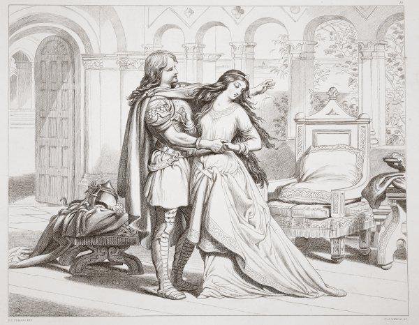 WakeHereward's tweet photo. #ValentinesDay
#Hereward's first interview with his future wife, #Torfrida of St.Omer by HC Selous (1870) - it's said she advised him on all he did. During the rebellion against the Normans she retired to #CrowlandAbbey where legend says they are buried side by side. #Battle1066 https://t.co/eLLL75baiM