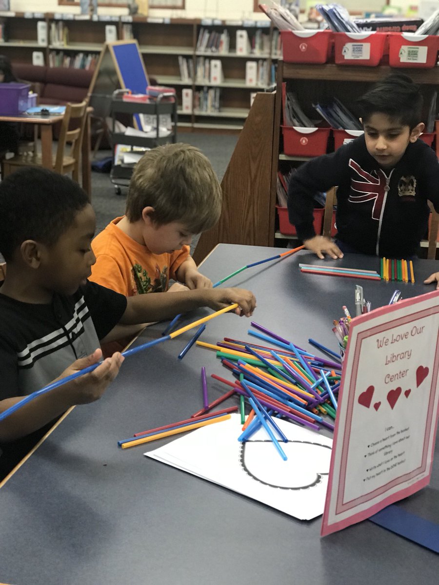 GbLibrary20's tweet photo. Celebrating 100 Days of School throughout this week with 1st Graders and Kindergartners in the library! Thanks to @brookebrowntpt for awesome ideas as always! @teach_learn_20 @jstevens1417 #esd20learns #STEAM #Makerspace #littlehandsmakebigideas https://t.co/BKvktZMJt6