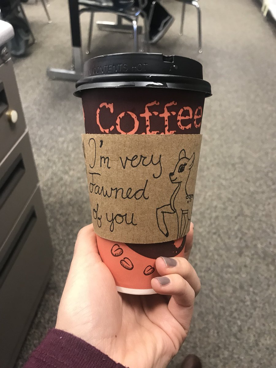 laur_aiello's tweet photo. I’m loving the personalized artsy coffee sleeve from the THS coffee shop! 😍 https://t.co/x5RdU0Gk3t
