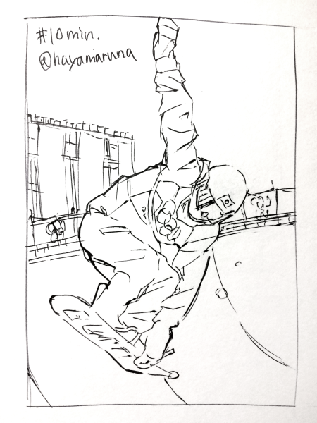 #毎日1点かんたん10分スケッチ 
今日のスノボ 