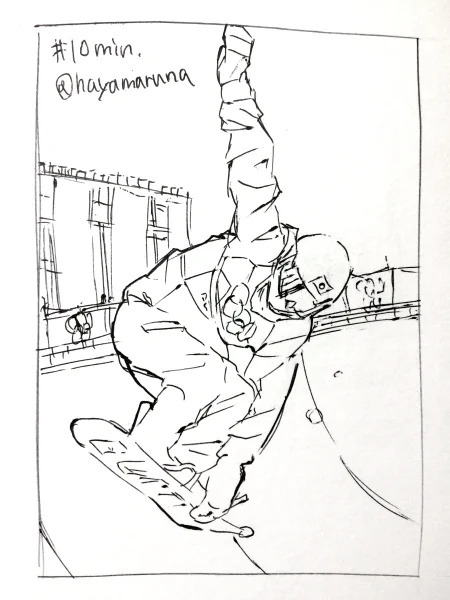 #毎日1点かんたん10分スケッチ 
今日のスノボ 