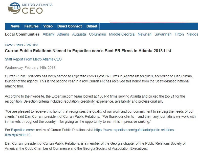 CurranPR's tweet photo. Thanks to @MetroAtlantaCEO for carrying this great news about @CurranPR! Visit https://t.co/gMuRGgNNP4 to learn how we can help you increase your visibility, brand trust and market share. #CurranPR @ExpertiseHQ https://t.co/aXHulBiZz3
