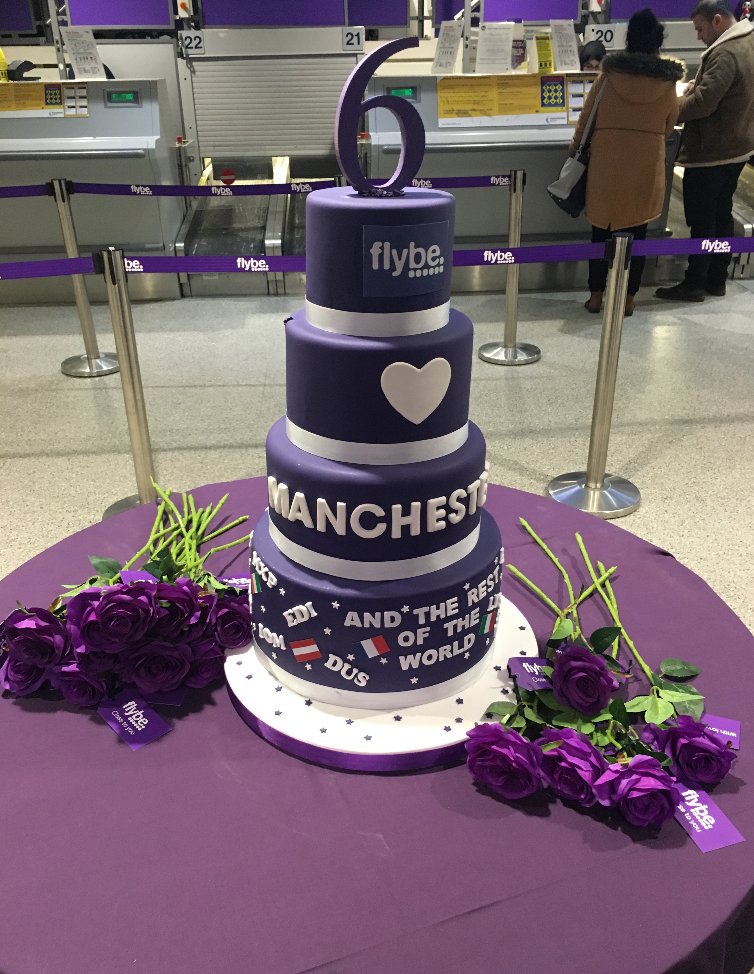 manairport's tweet photo. Today, we celebrated six years of our hub partnership with @flybe, giving customers more connectivity to popular short haul &amp; long haul destinations. We marked the occasion with a cake ceremony &amp; Lola the Labradoodle helped us with our celebrations ✈️ https://t.co/sbAEqC3ndw