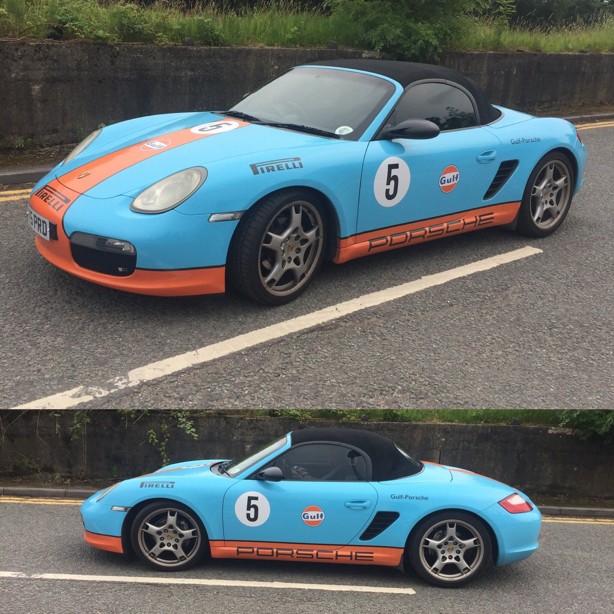HD_wraps's tweet image. Porsche Boxster wrapped in Gulf racing colours.. #personalpreference  @PorschesOnly @GulfRacingFuel