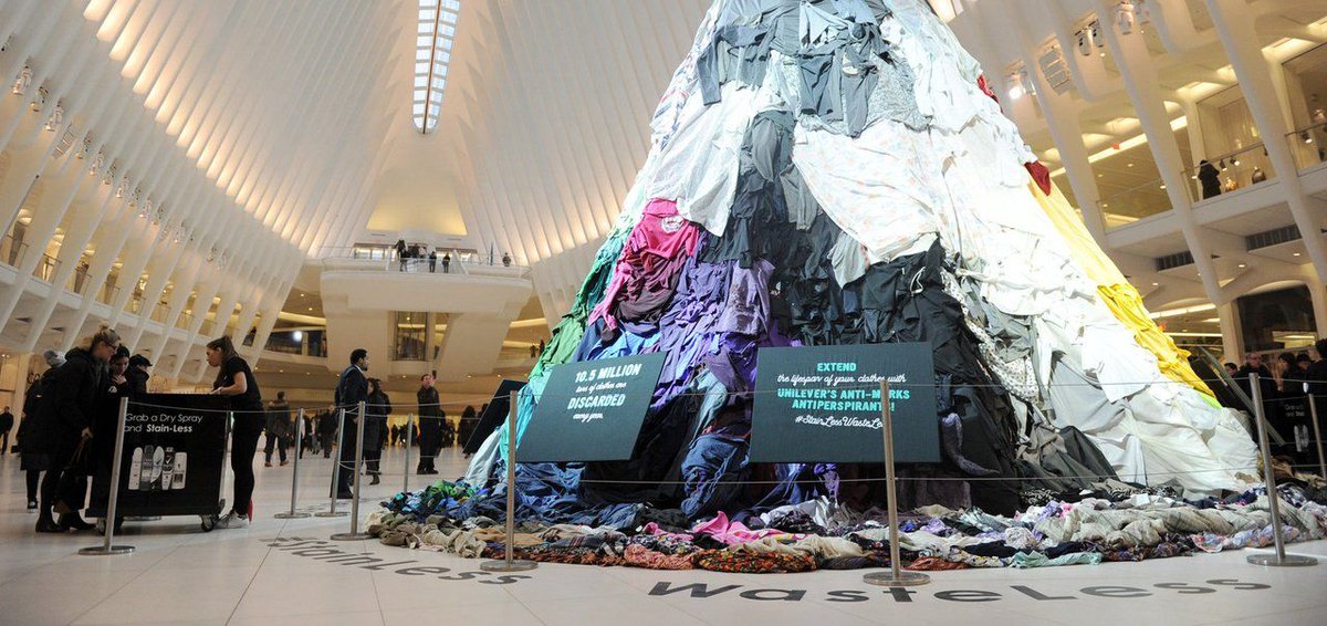 .<a href="/Unilever/">Unilever</a> fashions 28-foot statue to highlight clothing waste. Do you donate clothes that you don't use? Do you buy recycled or used clothes? bit.ly/2EUKkrY