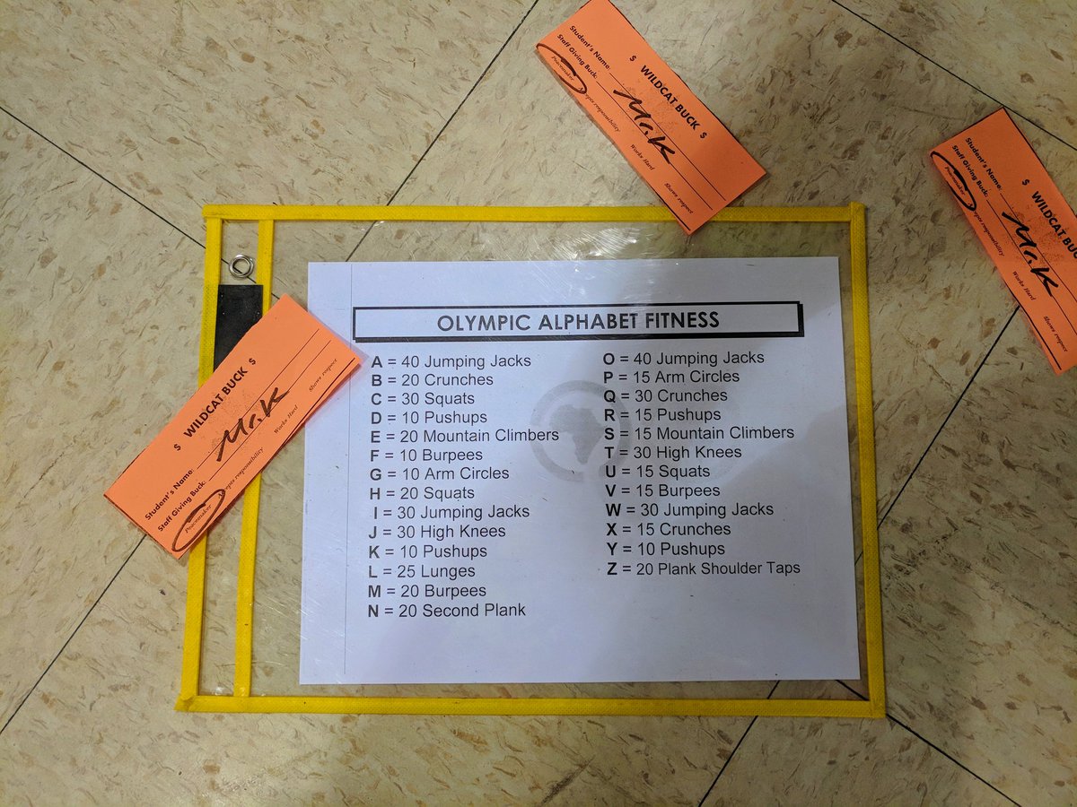 HoneygoPhysEd's tweet photo. @justybubPE Thanks so much for the Olympic Alphabet Fitness. We had a great workout and practiced our division skills. #teamwork #PEMovesMD #physed @lipsticknmath @TeamWoodmoor https://t.co/DxoANT2X3p