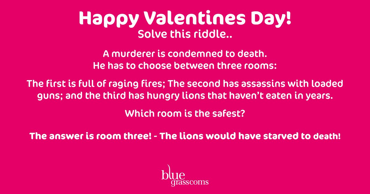 Bluegrasscoms's tweet image. Here is the answer to our Valentines Day Riddle!
Well done to @DJW_Macbeth for getting it right!
#Bluegrasscoms #RiddleAnswer