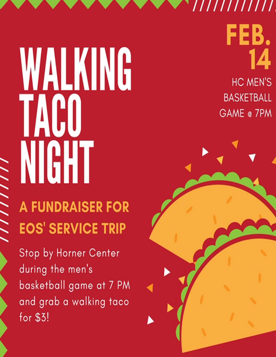 HanoverEOS's tweet image. You know what pairs great with a full heart? A full stomach! 
WALKING TACOS BEING SOLD DURING THE BASKETBALL GAME!