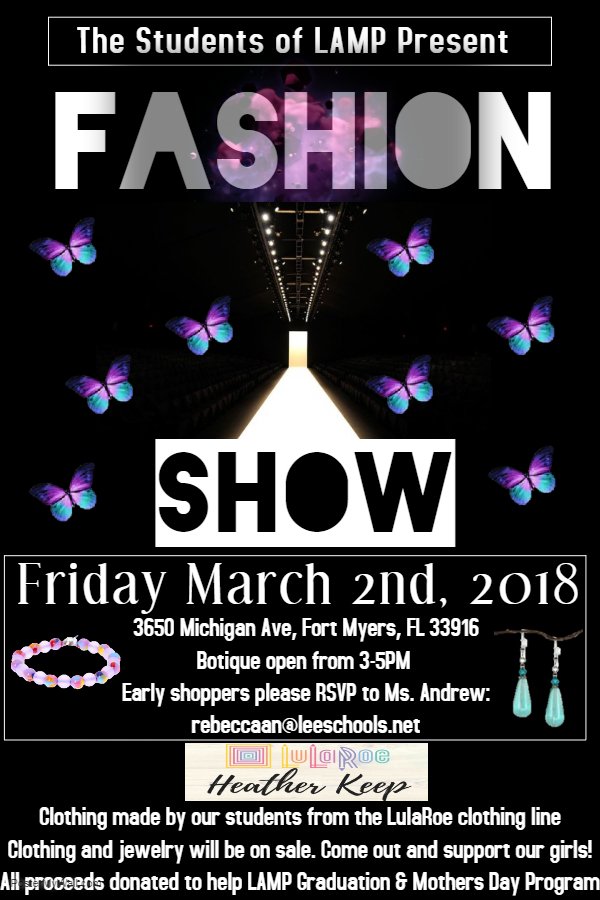 LAMPSchool's tweet photo. Join us Friday, March 2nd for our LAMP Fashion show and jewelry sale! Lula Roe Consultant Heather Keep will be there to sell Lula Roe! https://t.co/Zkli446tSS