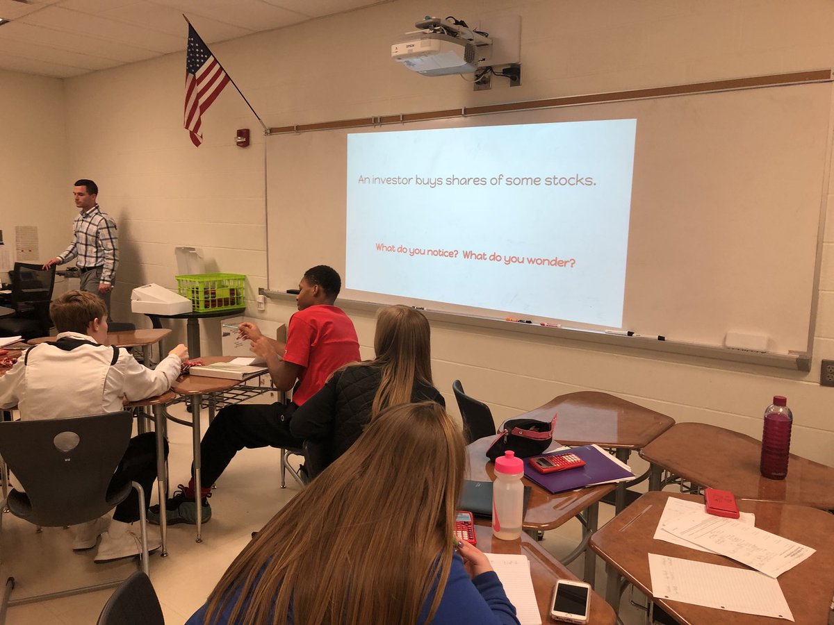 KelWegs's tweet image. Mr. Kinnett is using #numberlesswordproblems to help his Algebra I Ss understand the context of problems. Great discussion! @TRLSDjackets