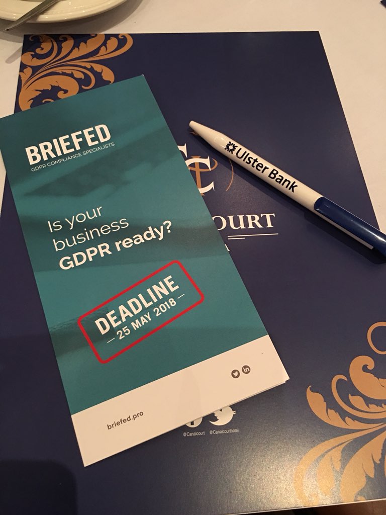 EmmaOneDigital's tweet image. Interesting insight to impending #GDPR at @Newrychamber @UlsterBank breakfast session @CanalCourtHotel this morning!