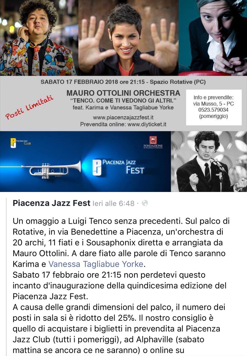 pcjazzclub's tweet photo. -3 Inaugurazione 15esimo PCJF18 #SpazioRotative #Tenco @laprovinciacr @gazzettaparma @Italiajazzclub @Liberta_it @jazzsharing @PiacenzaSera @MiBACT @musica_jazz @giornalemusica @musicnewsitaly @PiacenzaMusicPr https://t.co/9DFJcX1nnA