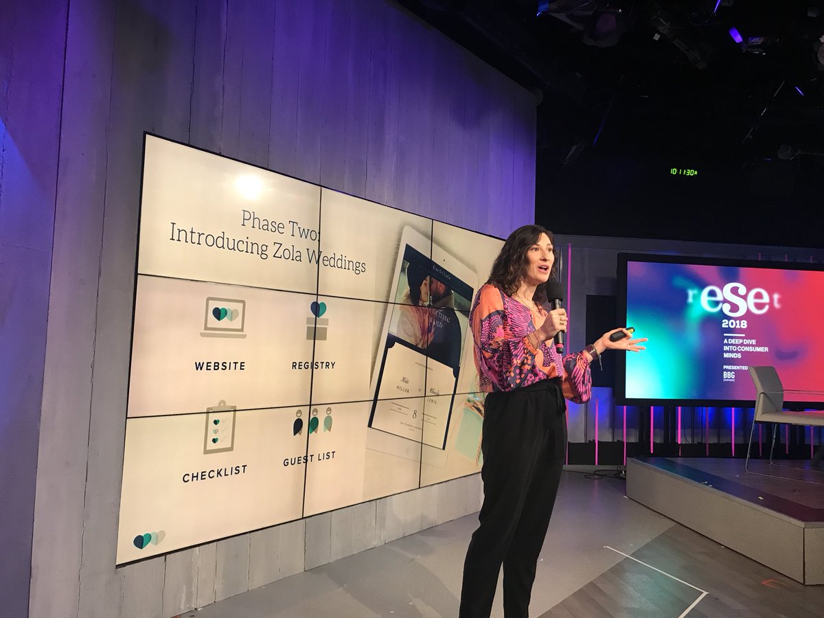 smlyne's tweet photo. Love hearing Kate Furst talk about the $90B wedding industry and @Zola solutions for couple and guests. #BuildYourBrand #Feb14CustomerLove #reset2018 https://t.co/kuXcFn4mIJ