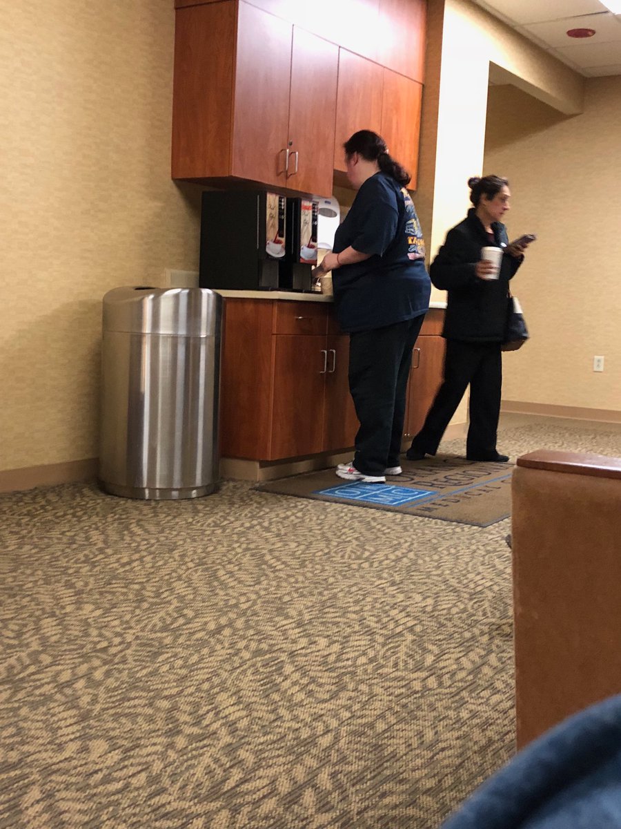 ChrisPawelski's tweet photo. With my Mom at ORMC for her follow up endoscopy for her stomach ulcer. While sitting here I’ve generated a theory: the “free” coffee makers at the hospital are designed to make you ill and in need of services. #nefariousplot https://t.co/xcSJajqIMs
