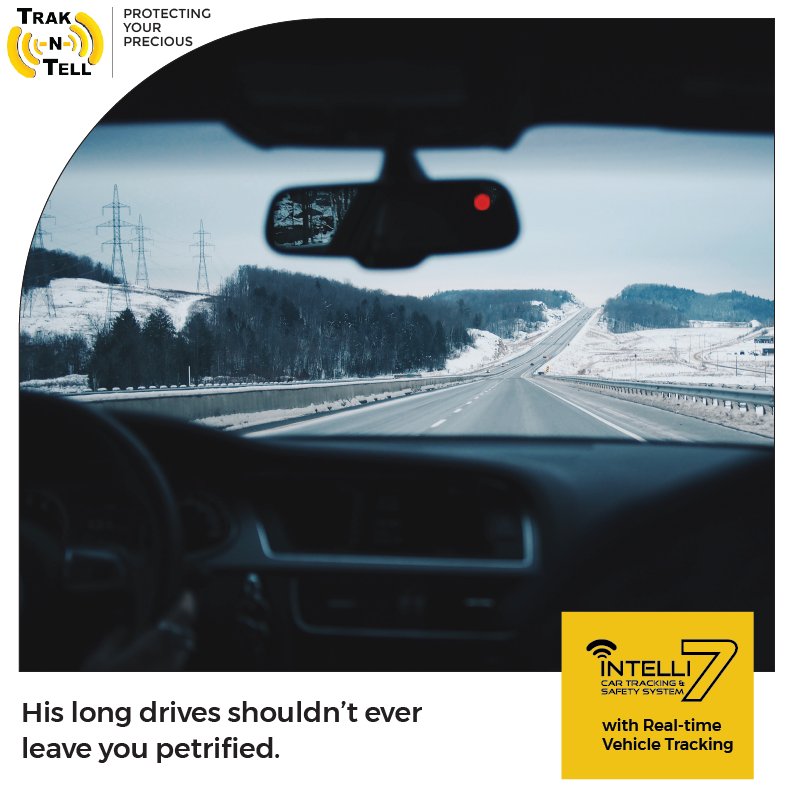 trakandtell's tweet image. Do your son’s untimely driving excursions leave you worried to the bone? Stay assured with real-time vehicle tracking by #Intelli7.