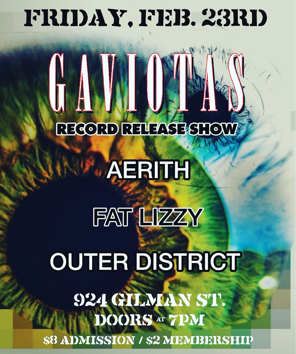 mcar94's tweet photo. My band @outerdistrict49 is playing at @924Gilman in Berkeley next week on FRI 2/23 to celebrate @GaviotasMusic's record release show!! We are the opening band, and doors are at 7! $8! All ages! Yes!! See you there! https://t.co/yHJxjAhVOz