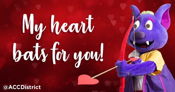 accdistrict's tweet photo. Happy #ValentinesDay! Tag the person you’re batty for! ❤️🦇 Look out for @RBtheRiverbat passing out candy at #ACCNorthridge today! https://t.co/M1hpGMUGUF