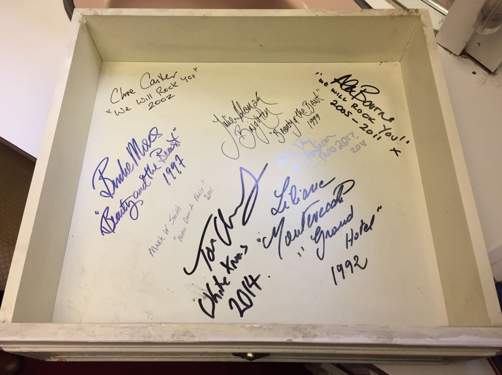 Lots of memories in this dressing room drawer! Which of these wonderful performers have you seen on the Dominion stage over the past 26 years?