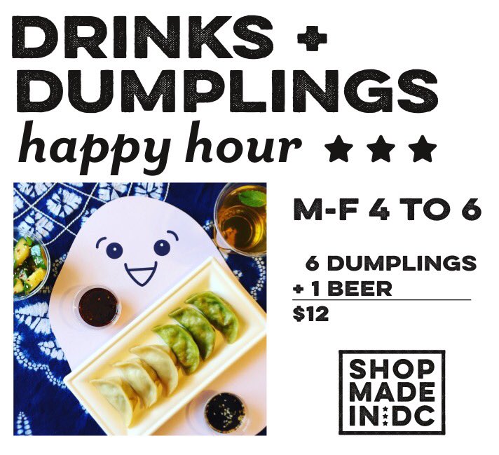 Skip the Vday reservations and join us tonight for DRINKS + DUMPLINGS Happy Hour 4-6pm every M-F in February ❤️