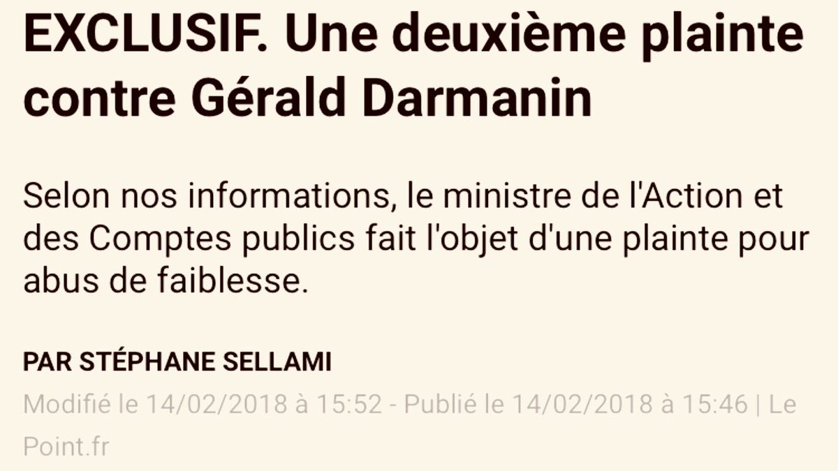 EnModeMacaron's tweet photo. Gérald Darmanin fait l'objet d'une deuxième plainte, cette fois pour de l’abus de faiblesse. La plaignante aurait indiqué avoir fait l'objet de demandes sexuelles contre un logement...
Là ça fait beaucoup! https://t.co/HpUXYLXJx5