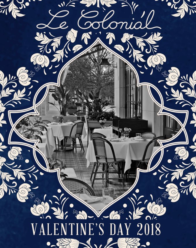 Happy Valentine’s Day! Joining us for dinner tonight? Start your evening with a cocktail during social hour from 5 to 7 pm in the lounge. 💙🥂 #lecolonialhouston #valentinesday