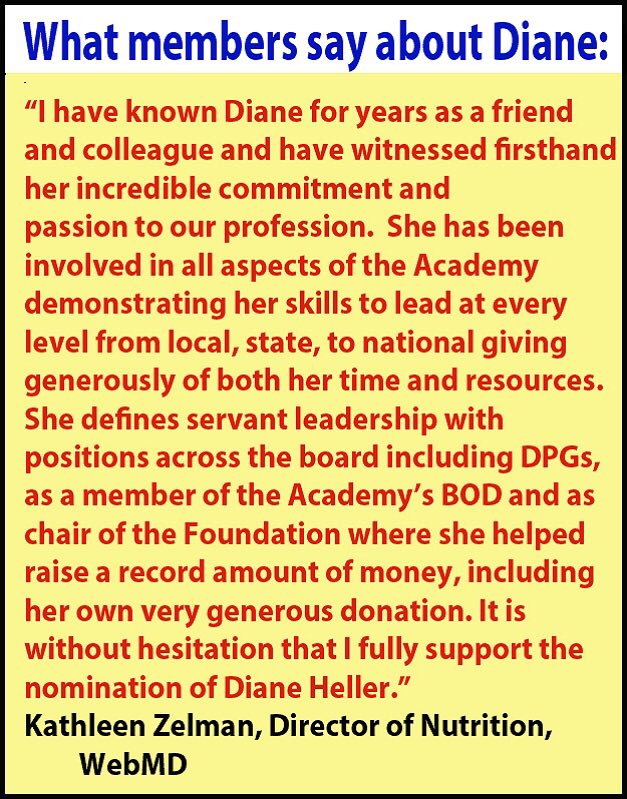 dianehellerrd's tweet photo. ⏰ 🏃‍♀️ OUT. Speaker-elect candidate committed to be your voice🗣&amp; advocate on issues facing our profession. Academy elections Feb.1-15 (Link: https://t.co/VLfk5n3HZk) Checkout ✅my website: https://t.co/AzqTfHB5e4
Feel free to contact me: 📧📞#RDChat #rd2be https://t.co/wS9LlHAqLa