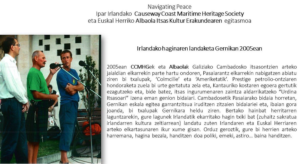 gernikaturismo's tweet image. El tejo irlandés de Villa Argentina #gernika, testigo de #NavigatingPeace unión y solidaridad #albaola #CausewayCoastMaritimeHeritageGroup