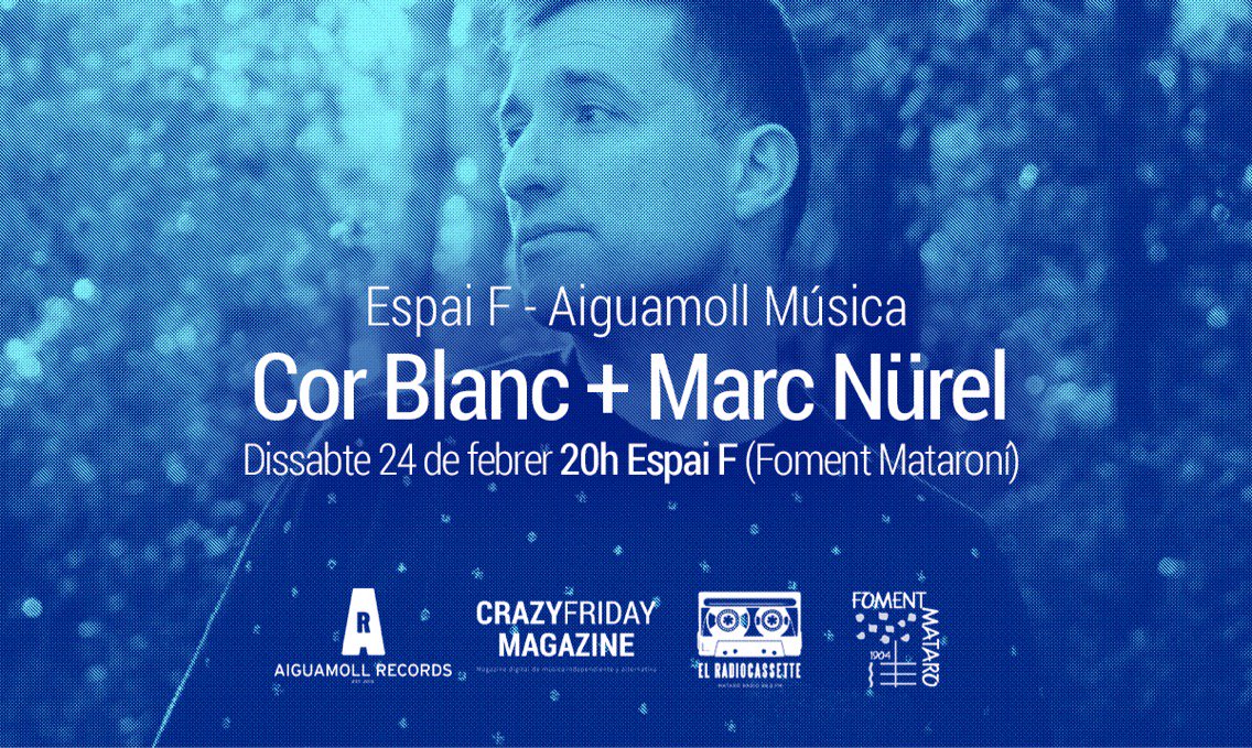 boigfriday's tweet photo. El sábado 24 hay doble concierto en @matarocat en el espai F del @FomentMataroni con @corblancmusic y #marcnurel @luuprecords @aiguamollrecords @CulturaMataro https://t.co/EeDShE9BHn