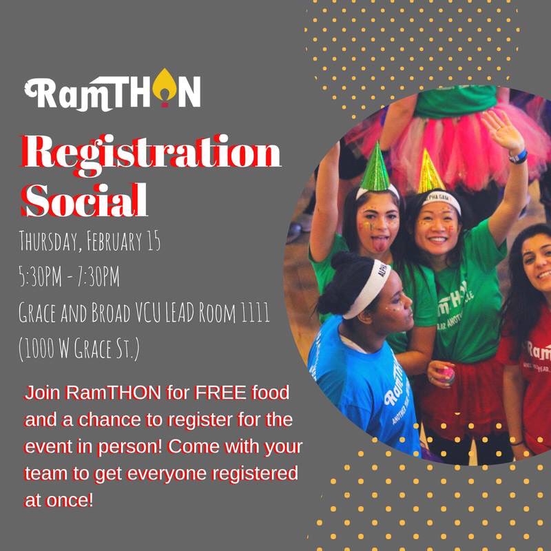 Remember to register for Ramthon this Thursday the 15th from 5:30pm to 7:30pm at  the Grace and Broad Lead Room 1111 (1000 W Grace St)!