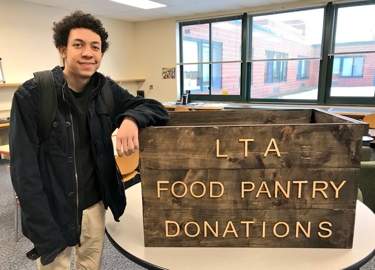 LeRoy_CSD's tweet photo. Special thanks to freshman Zach Brown who constructed this awesome box to hold Le Roy Food Pantry donations from our staff in the faculty room! Our teachers continue to share their care!
#LRgiveback🙌
#GreatWorkZach👊 https://t.co/02igfq2rKw
