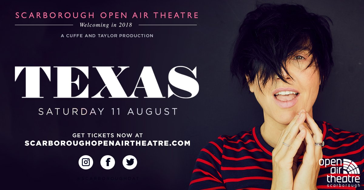 ScarboroughOAT's tweet photo. NEW: Texas is coming to Scarborough on Sat 11th August!. 
Tickets On Sale 9am 21st Feb Here : https://t.co/gmr9mlMGVv
Sign Up for Pre-Sale Here : https://t.co/KaLXJ1C60t https://t.co/WSC58gkeYx