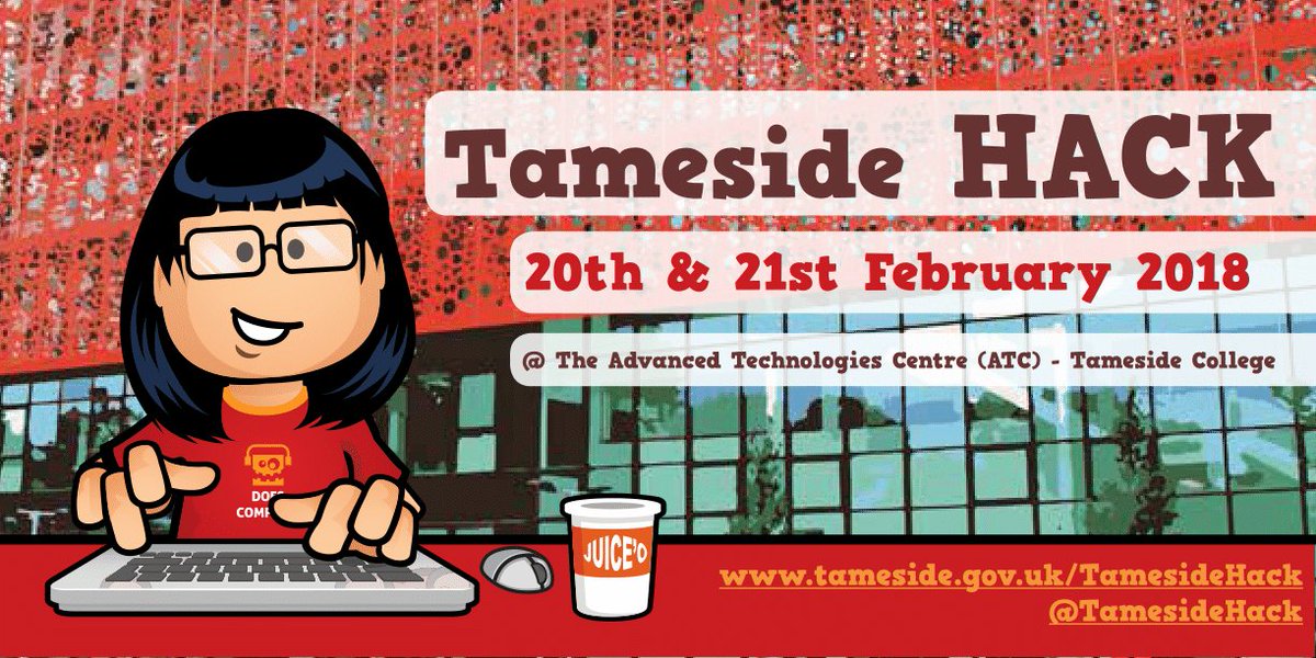 TamesideHack's tweet photo. And (she'll hate us for saying this) thanks to @EmmaMcrDig for setting the Tameside HACK in motion, all the way back in 2016! AND for mentoring at the #returnoftheHACK, brokering multiple sponsorships, and inspiring our designer to draw this 👩‍💻coder mascot  👇 https://t.co/0VZBsSL0bx