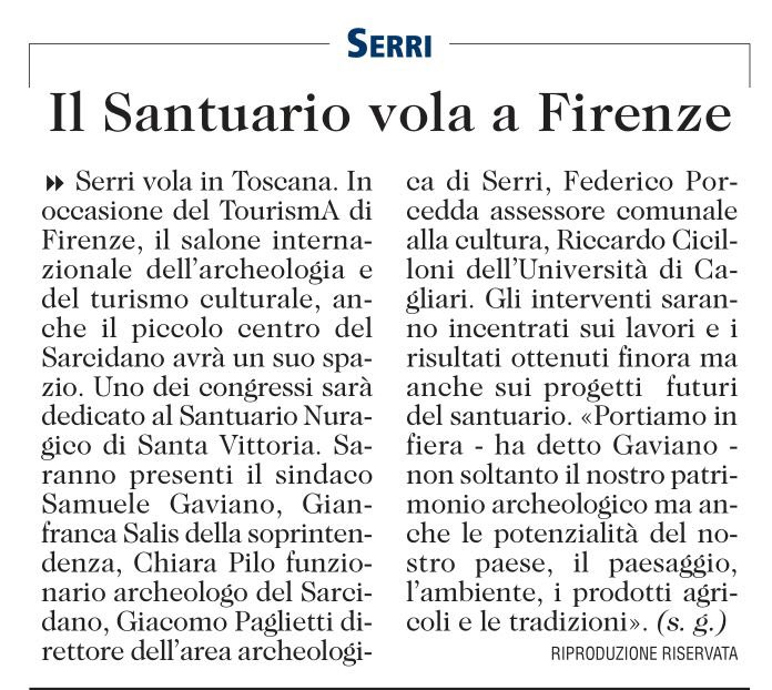 archeosvittoria's tweet photo. Oggi sul giornale @UnioneSarda si parla di @tourismA18 #tourisma18 https://t.co/dm8TZdI1xq
