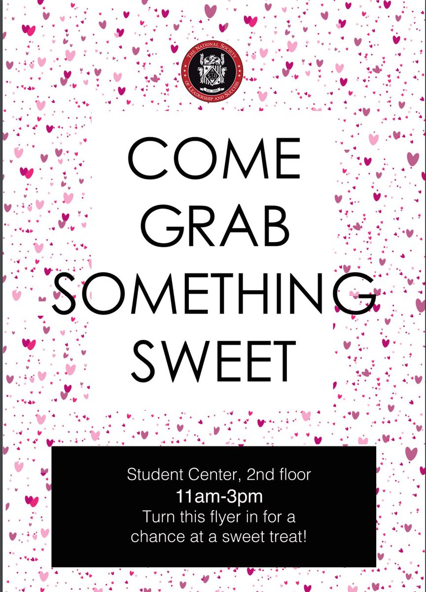 NSLSKentState's tweet image. Happy Valentines Day💕 come see us and grab a sweet treat on the 2nd floor of the student center from 11-3pm! Don’t miss out on some chocolates and other sweet things!❤️