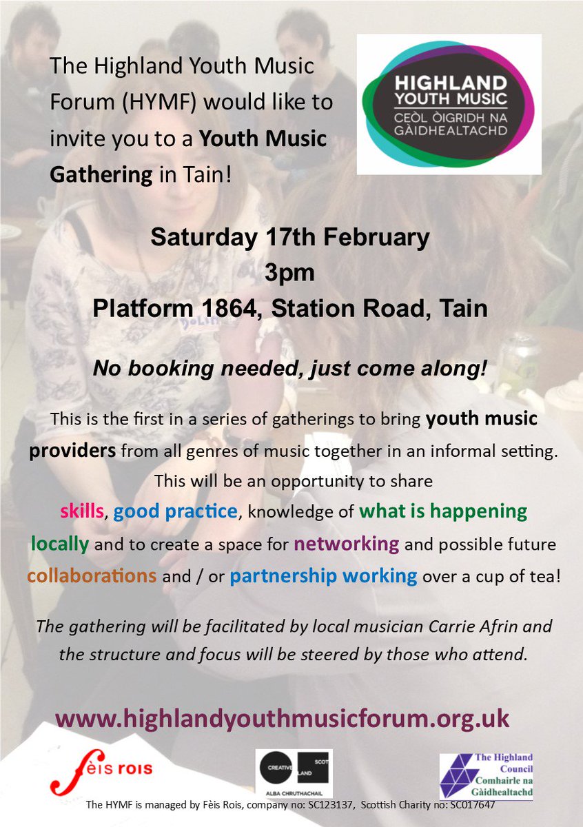 Not long until the Youth Music gathering in Tain on Saturday! We hope you can make it along!