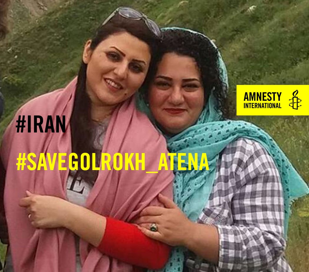 amnestybe's tweet image. En prison en #Iran pour avoir dénoncé la #lapidation &amp;amp; la #peinedemort
@golrokhiraee &amp;amp; @AtenaDaemi sont en danger de mort après 1 grève de la faim.
RT &amp;amp; demandez à .@khamenei_ir .@Jzarif leur libération immédiate !
#SaveGolrokh_Atena #Freerightsdefenders