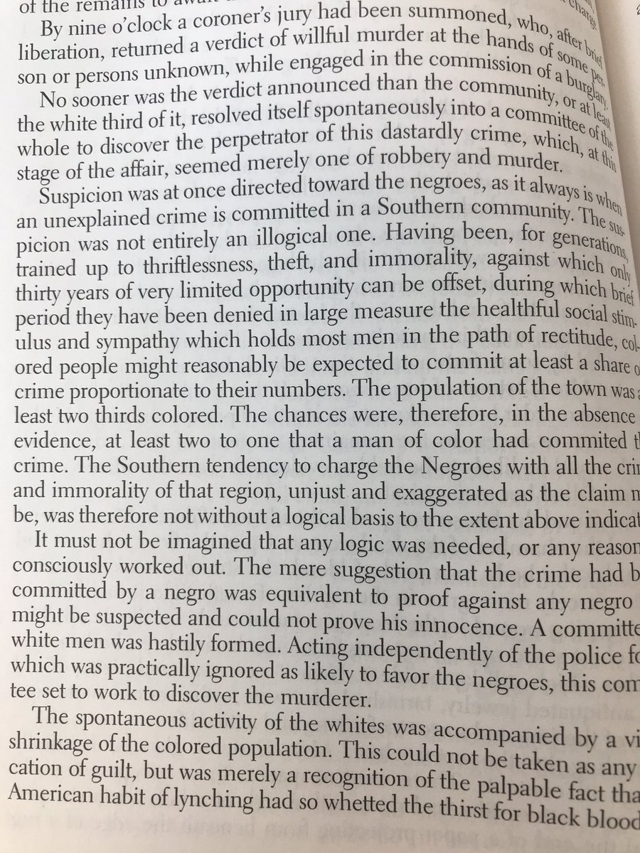Joe_RufoloIII's tweet photo. When it describes that 2/3 of the population is black, it gives the reader this idea that Sandy is responsible for the crime. However, I find this to be a “red herring” or distraction, which distracts the reader from what’s actually true. I think it’s someone else... #TMOT20 https://t.co/OQjRucZowQ