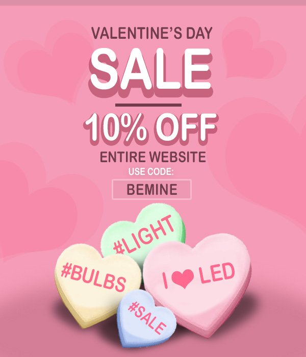 BulbAmerica's tweet photo. ❤️ Happy Valentine's Day! ❤️Celebrate with a sweet treat... 10% OFF Entire Website. code: BEMINE  

https://t.co/ya9uB62t1T https://t.co/5krGHJpZOT