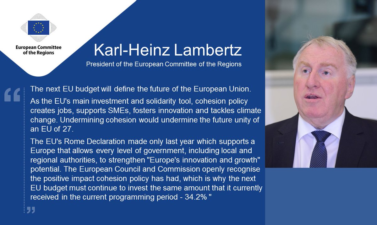 ⚡️CoR calls on #EU Member States to express support for a strong Cohesion policy for all regions at next European Council. Press release ➡️ cor.europa.eu/futureEUbudget…
#CohesionAlliance #MFF #EUbudget #FutureofEurope