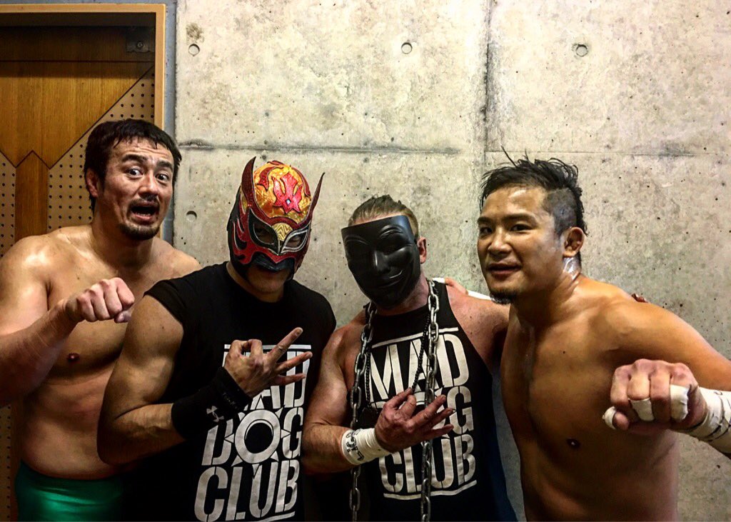 RyukyuDogDingo's tweet photo. Victory tonight with @KUSHIDA_0904 @taguchiryusuke @tida_heat @njpw1972 @ryukyudragon_pw #MDC https://t.co/MQm0URDKPQ